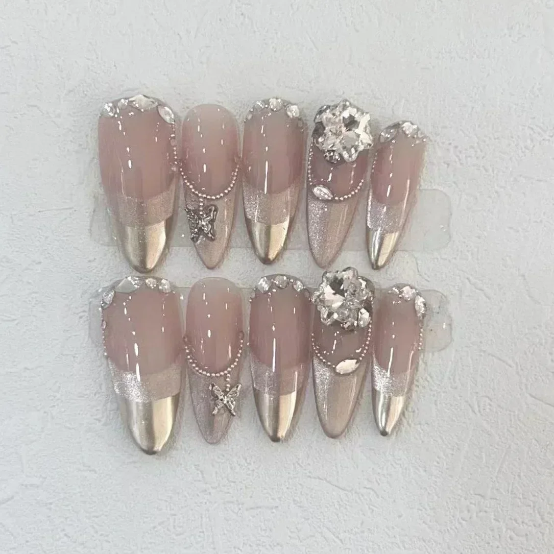 Nail Art Flower - 10Pcs Handmade Press on Nails Full
