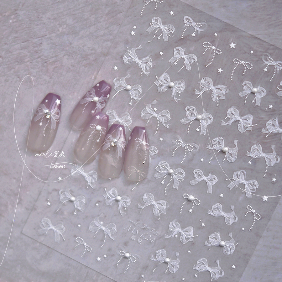 Nail Art Elegan - 1 Sheet 5D White Elegan Lace
