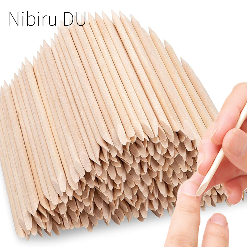 Nail Art Orange - 100/50Pcs Orange Wood Nail Sticks Double