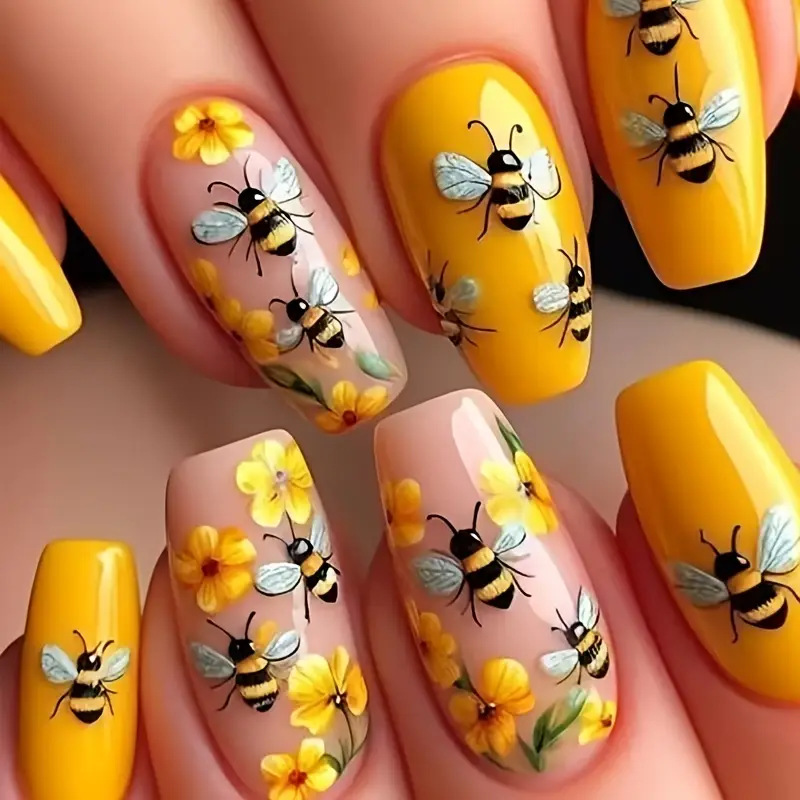 24pcs/set Medium long fake nai - Nail Art Flower review and price