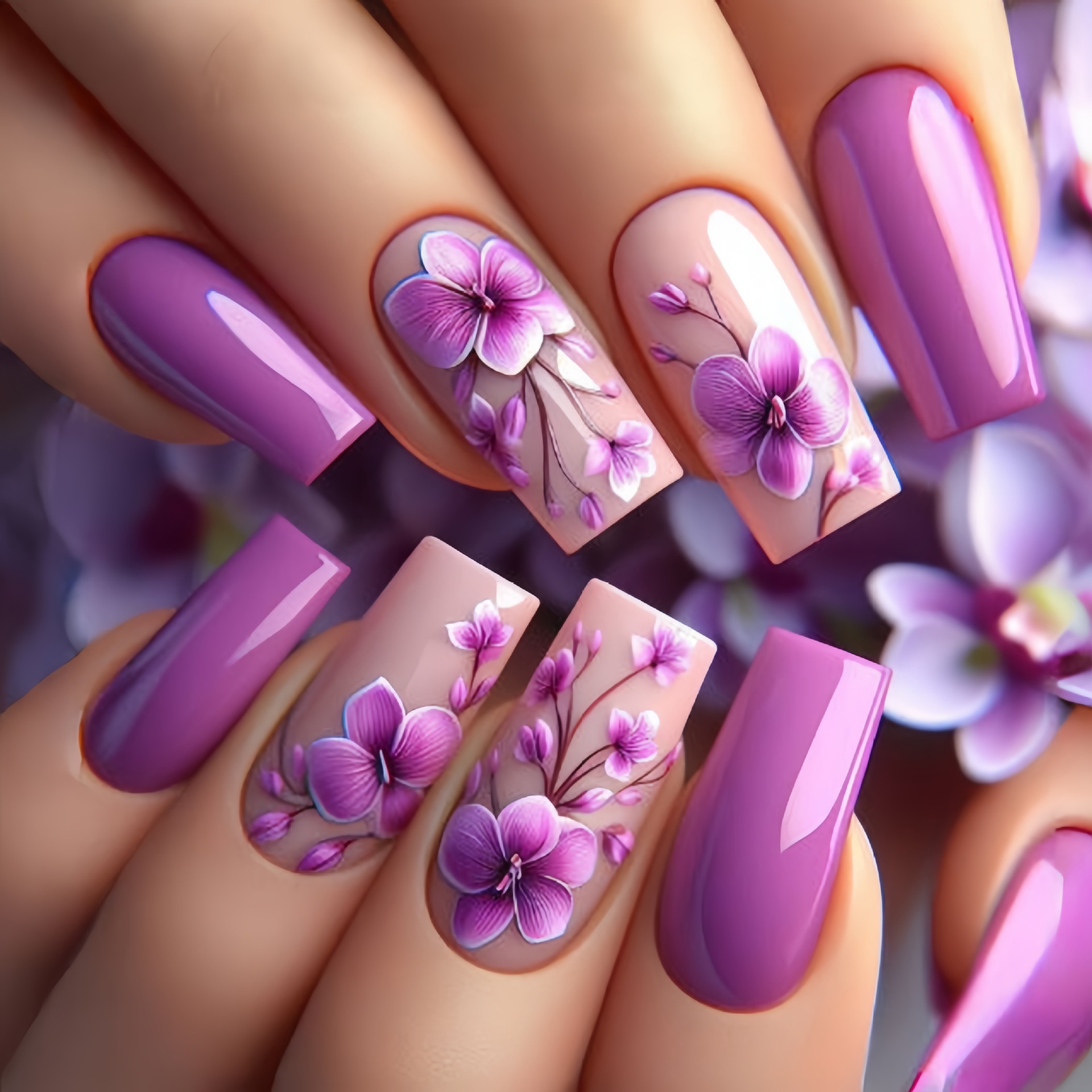 24pcs/set Medium long fake nai - Nail Art Flower review and price