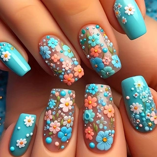 24pcs/set Medium long fake nai - Nail Art Flower review and price