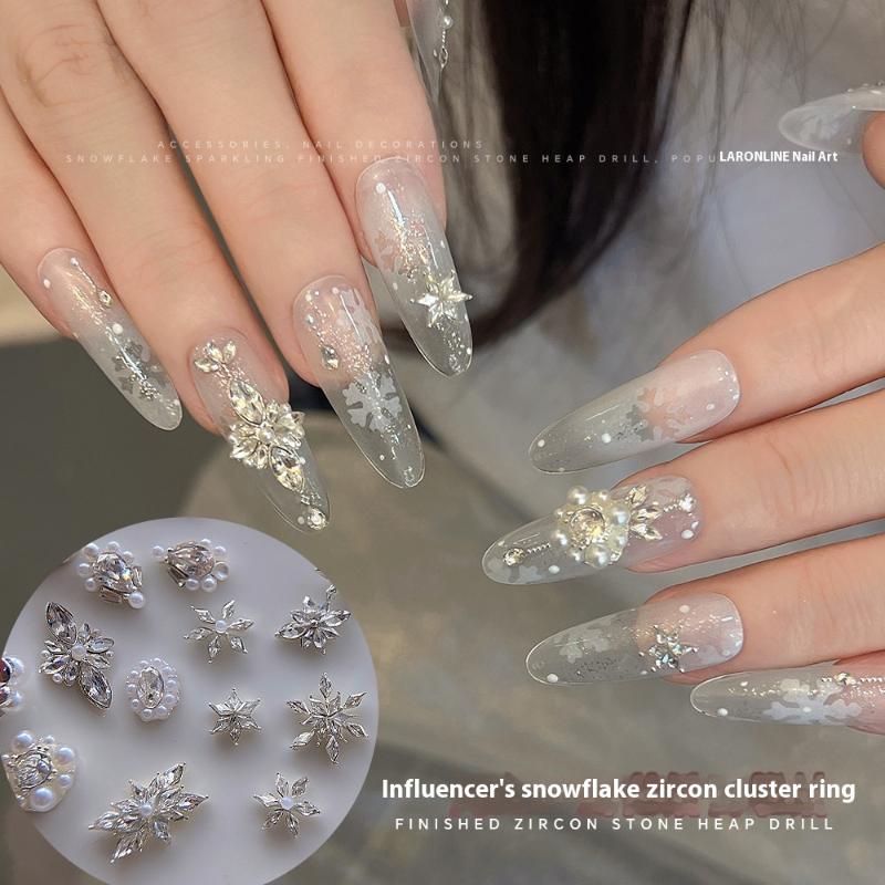 5Pcs Snowflake Flower Zircon P - Nail Art Flower review and price