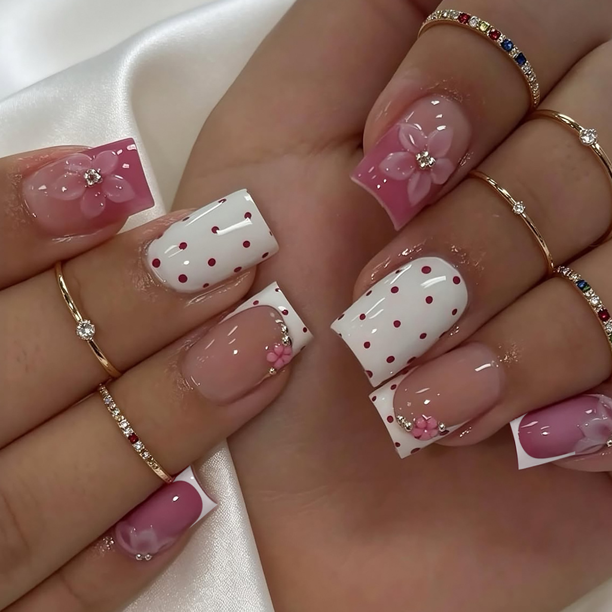 24Pcs Sweet Medium Square Fals - Nail Art Design review and price