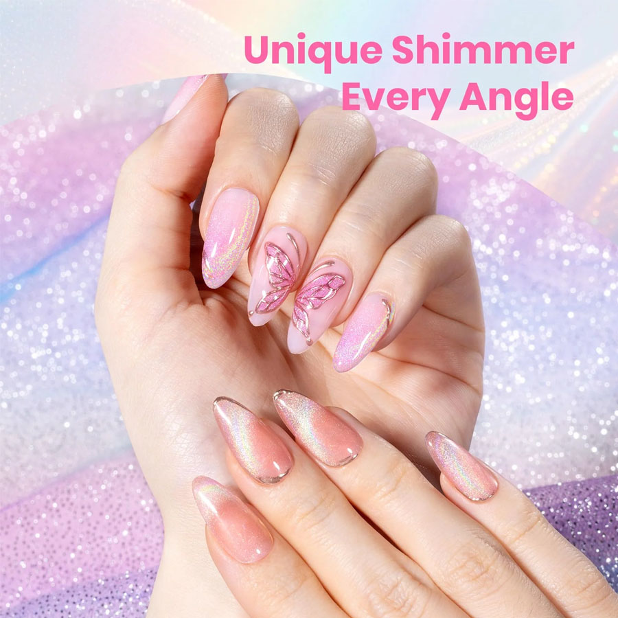 QAZIXU 1/6 Pcs Rainbow Cat Eye - Nail Art Cat Eye Pink review and price
