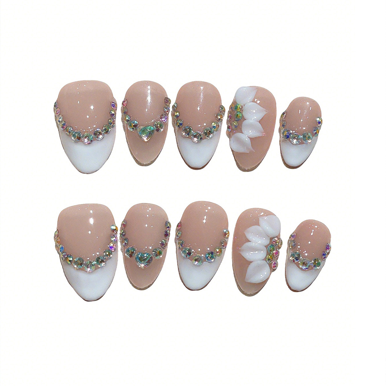 10pcs Short Almond Handmade Pr - Nail Art Flower review and price