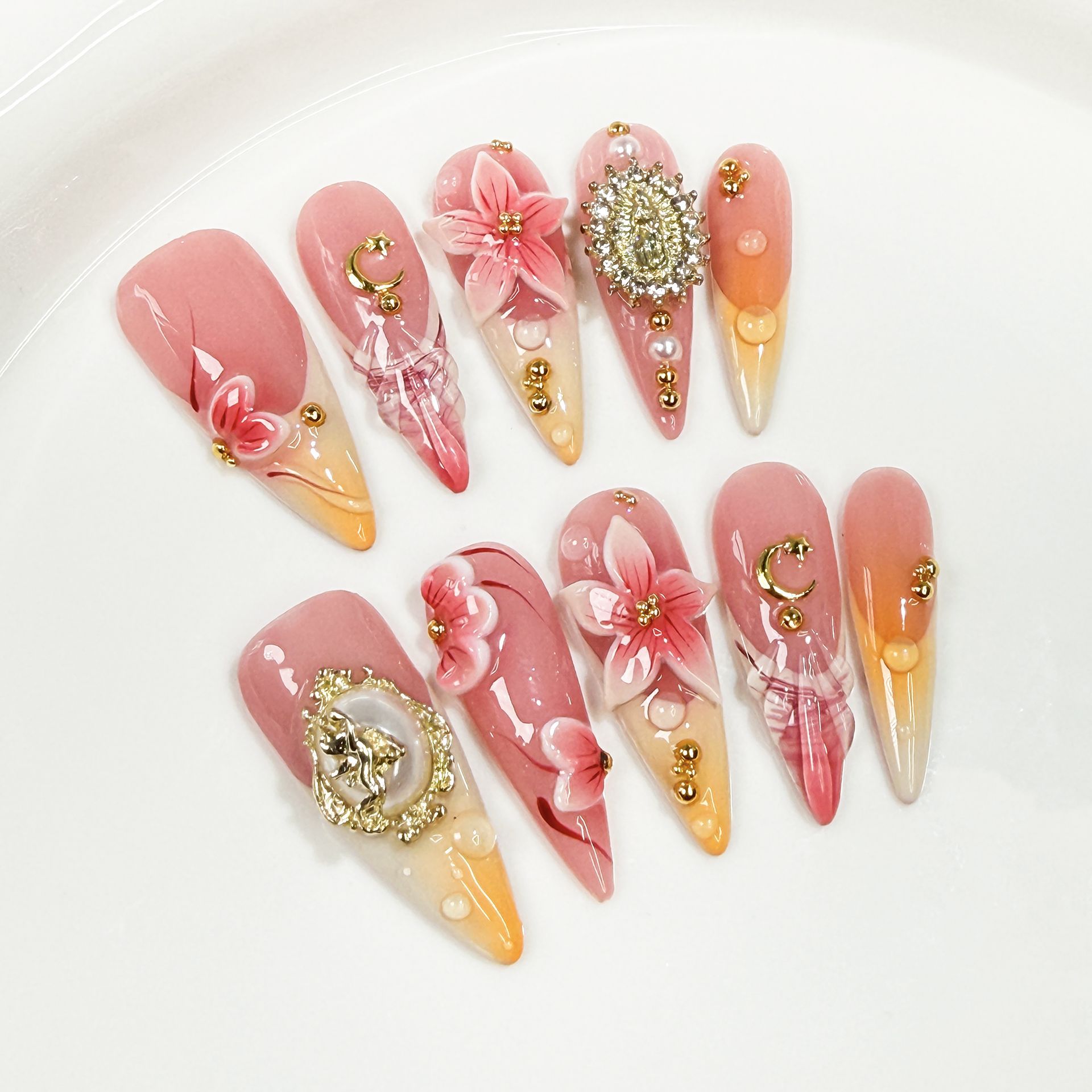 10Pcs Retro Long Stiletto Fake - Nail Art Design review and price