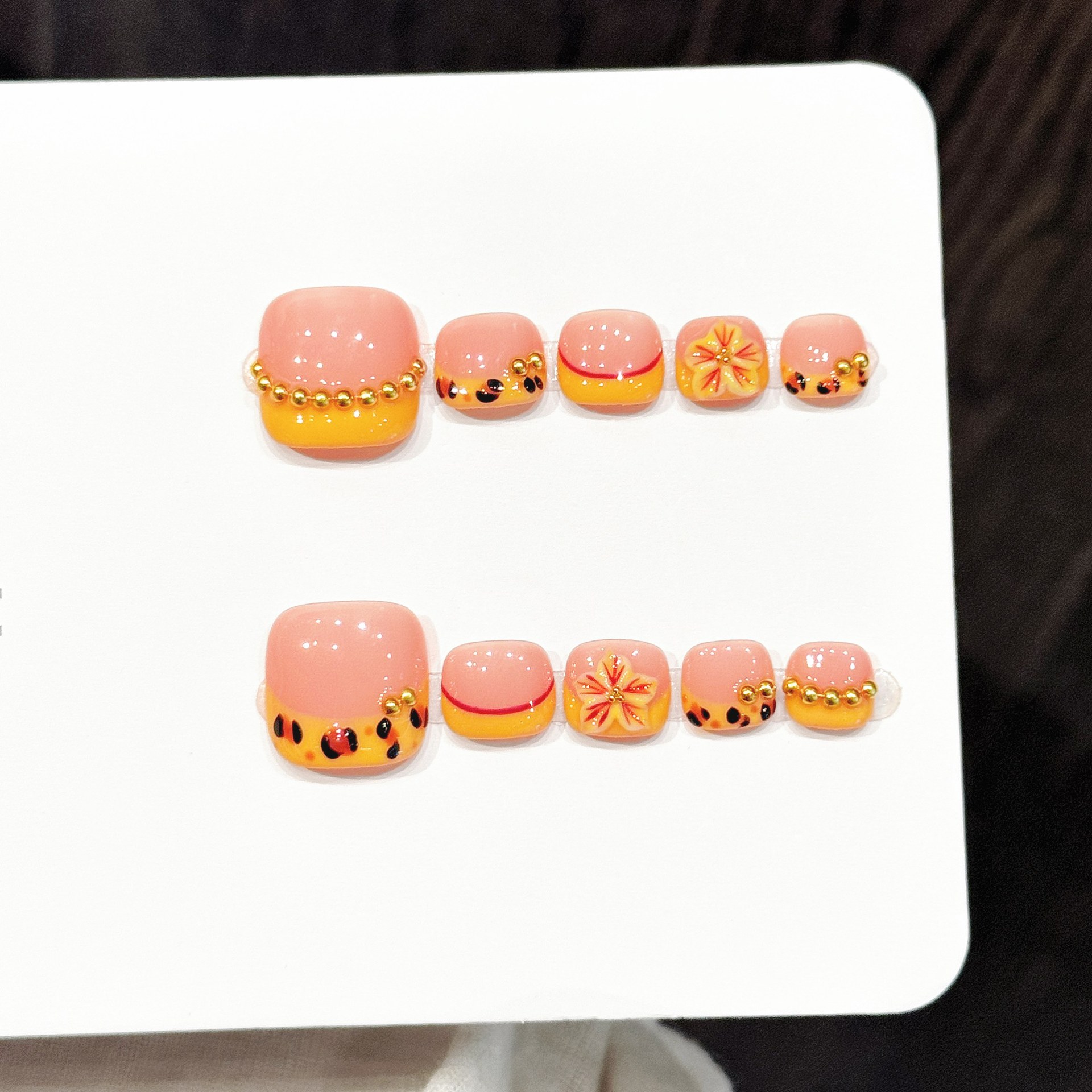 10pcs Handmade Pressed Foot Na - Nail Art Orange review and price