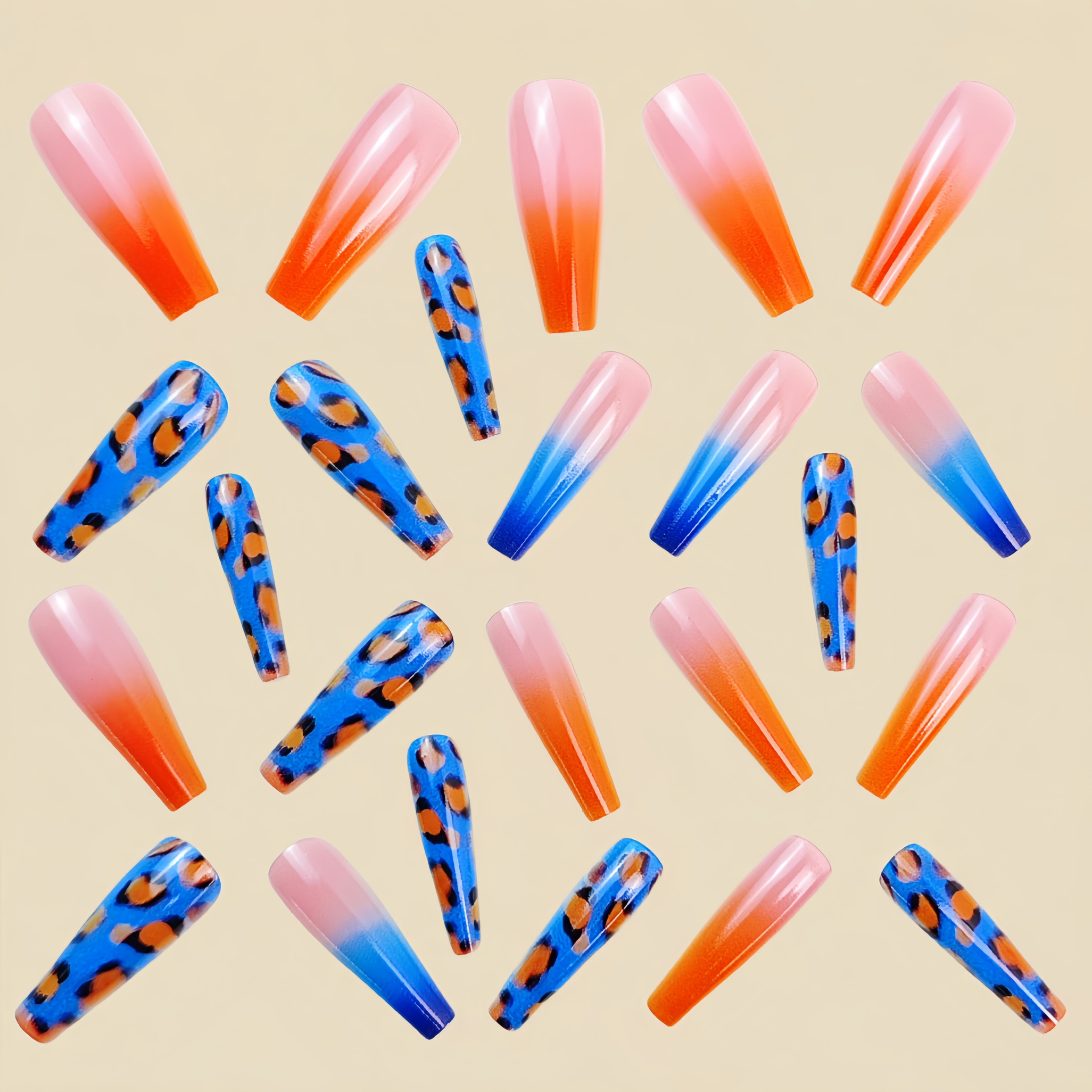 Gradient orange blue fake nail - Nail Art Orange review and price
