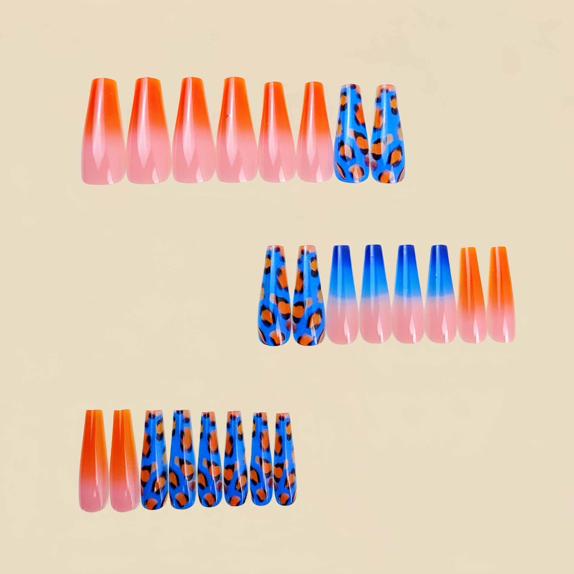 Gradient orange blue fake nail - Nail Art Orange review and price