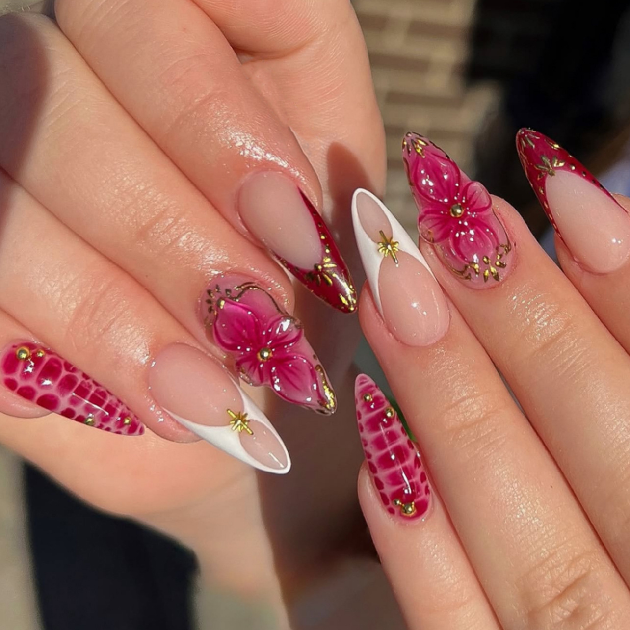 24pcs Finished Almond Press on - Nail Art Flower review and price