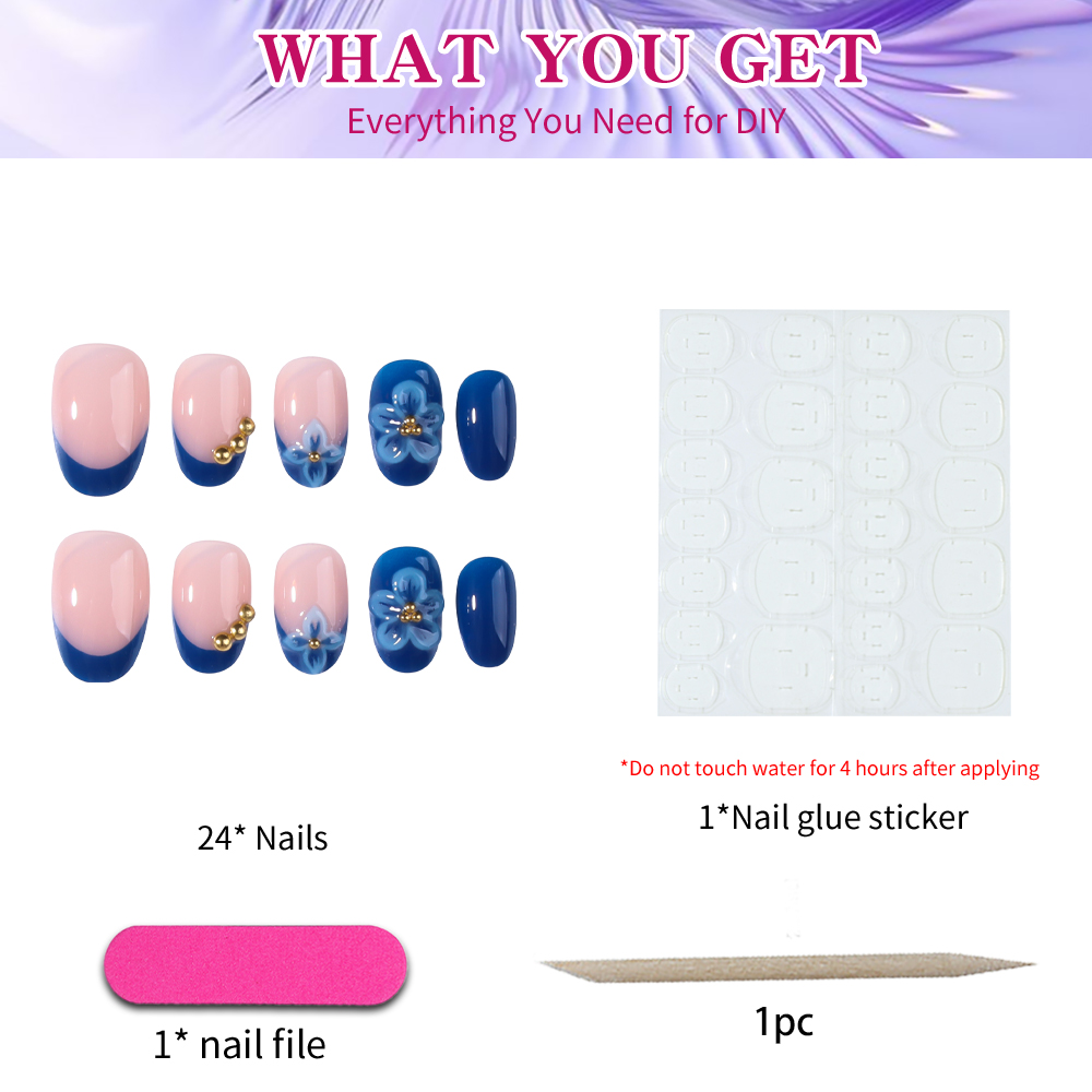 24pcs Short Oval 3D Gel Nail S - Nail Art Flower review and price