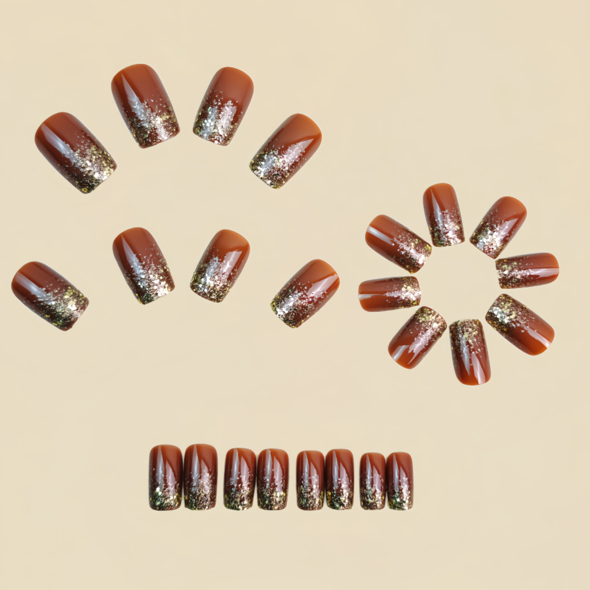 Short Medium fake nails Gradie - Nail Art Design review and price